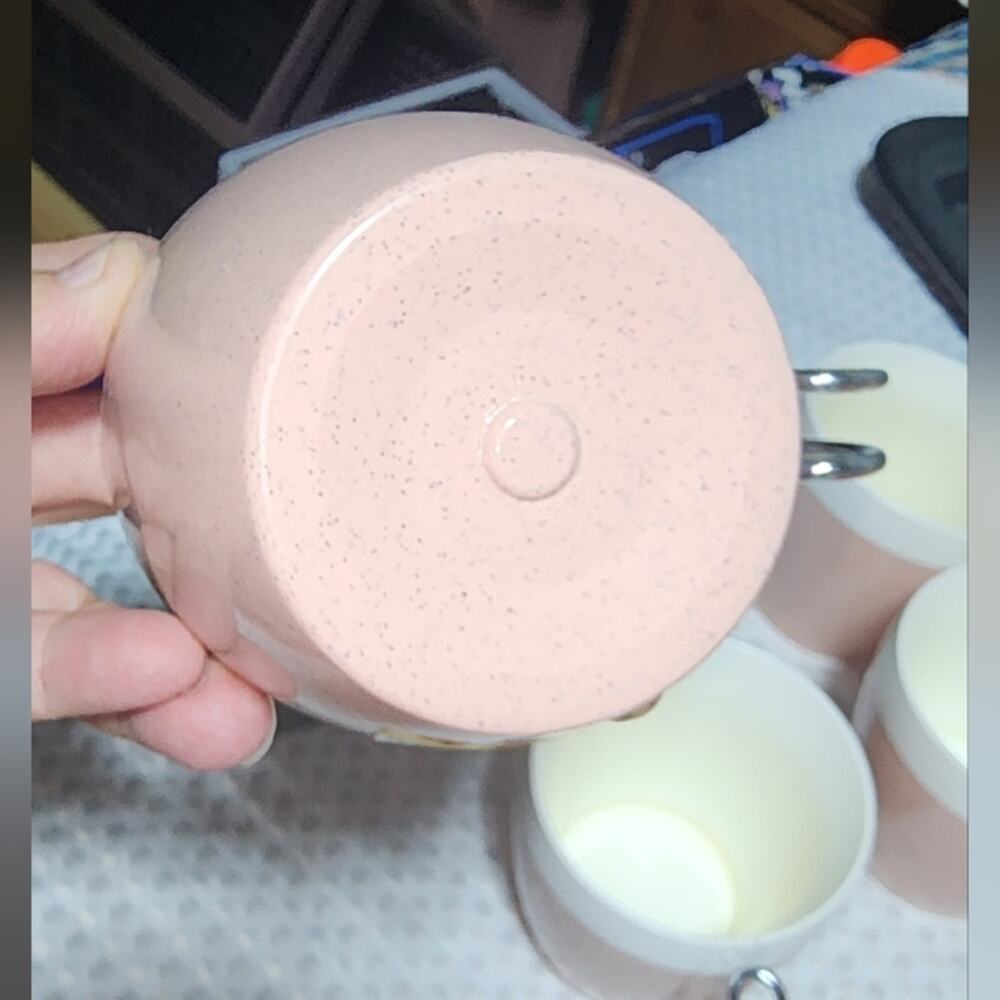 VINTAGE EUC NFC RETRO PINK INSULATED MUGS 8 oz. 3.5" high - Picture 4 of 4